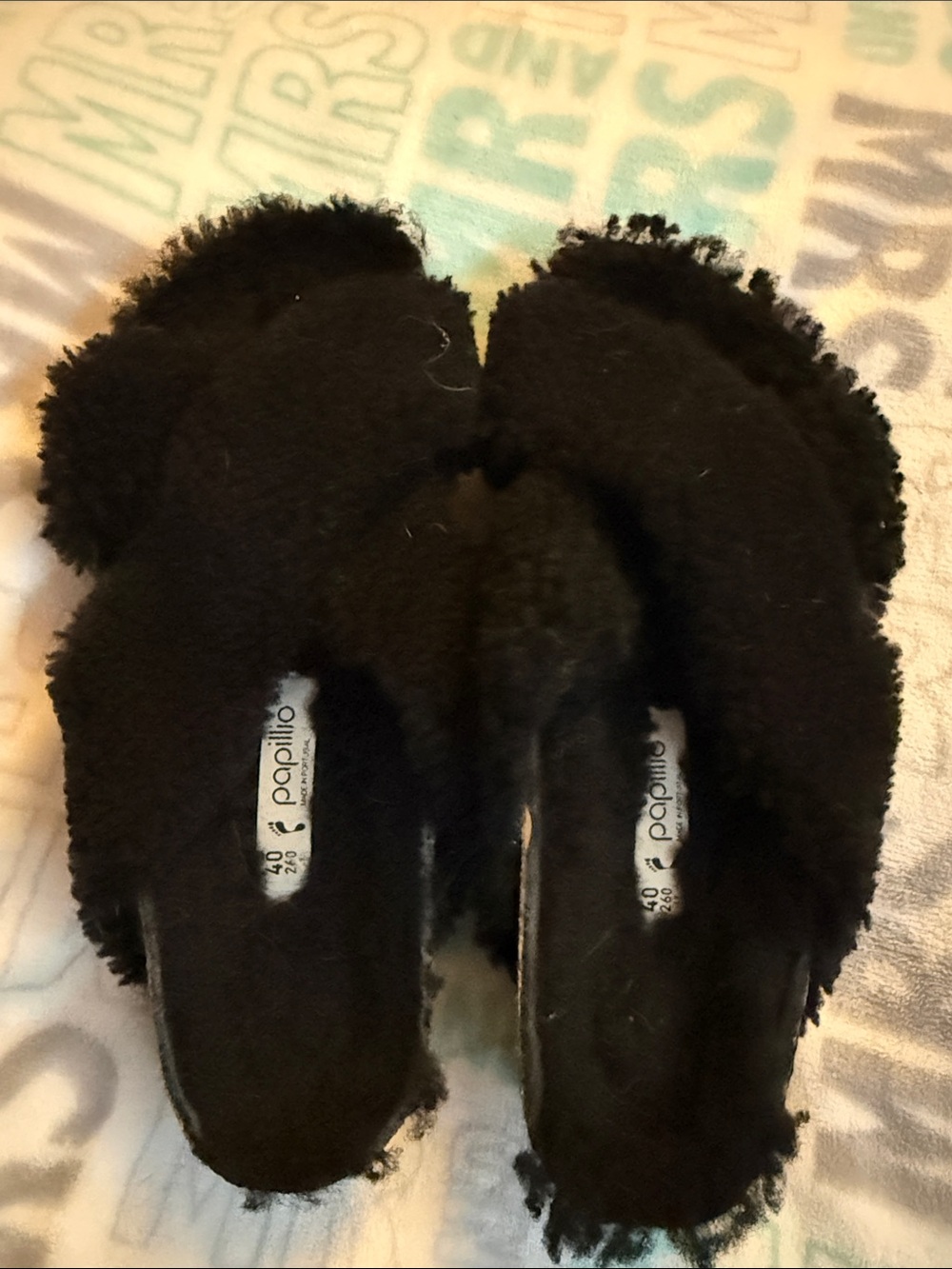 Birkenstock Papillio Black Fuzzy Slide, EU 40 (W9)